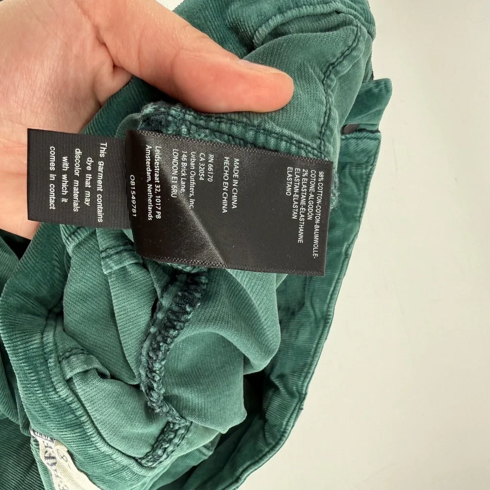 We The Free Jayde Cord Flare Jean Kelp Green Corduroy Pants Size 28 Boho